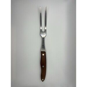 VTG Meat Carving Fork Interpur Japan Stainless Steel MCM Wood Handle‎ Heavy Duty